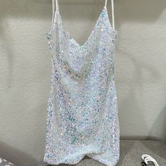 Brand New White Iridescent Dress. Size L From Windsors. Stretchy Material. Perfect For A Bachelorette Party! Iridescent Dress, Sequins Dress, Windsor Dresses, Sequin Dress, Dress Accessories, Stretchy Material, Windsor, Bachelorette Party, Colorful Dresses