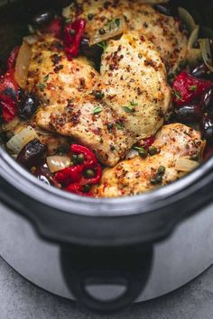 chicken, peppers and onions in an instant pot