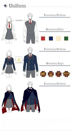 an info sheet showing different types of uniforms