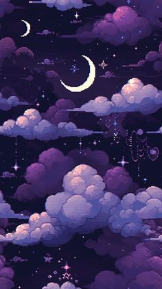 the sky is filled with clouds and stars