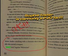 an open book with a red marker on the page that says, sophile fosterer is cannonly a p - o fan?