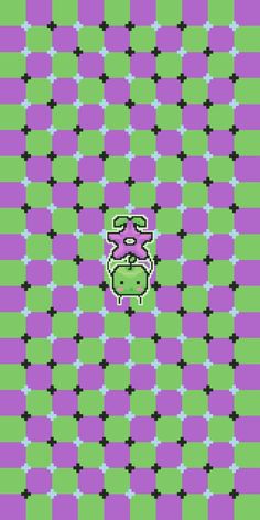 an image of a purple and green background with black crosses on it's sides