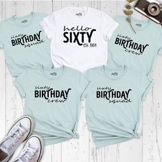 60th Birthday Shirt, Sixty Birthday Crew Shirt, Custom Birthday Squad Party Shirts, Est 1964 Shirts, Group Sixtieth Bday for Mom Tshirt Celebrate in style with our 60th Birthday Shirt and Hello Sixty Shirt, perfect for honoring this special milestone. Whether you're throwing a big bash or a casual get-together, our Birthday Crew Shirts and Birthday Squad Shirt bring the entire party together. Designed for ultimate comfort and personalization, the Birthday Party Shirt and Birthday Group Shirt mak Casual Cotton Shirt For Anniversary, White Casual Shirt For Anniversary, Casual White Shirt For Anniversary, Casual Short Sleeve Shirt For Anniversary, 60th Birthday Shirt, Birthday Group Shirts, Birthday Squad Shirts, Sixtieth Birthday, Mom Tshirt