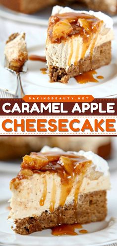 This easy caramel apple cheesecake is perfect for your Thanksgiving sweet treats! A dessert loaded with creamy caramel cheesecake inside a Cinnamon blondie crust topped with cinnamon apples and a decadent caramel drizzle. A must-try apple cheesecake recipe! Simple Fall Desserts, Easy Caramel Apple Cheesecake, Caramel Apple Cheesecake Recipes, Homemade Caramel Apple, Easy Pies, Apple Cheesecake Recipes, Cheesecake Tacos, Autumn Desserts, Salty Recipes