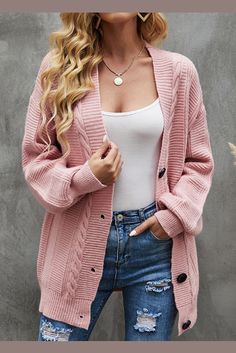 ROTITA Button Light Pink Long Sleeve Cardigan Womens Sweater Coats, Sweater Duster, Long Knit Cardigan, Sweater Season, Longline Cardigan, Duster Cardigan, Pink Cardigan, Spring Outfits Women, Long Sweaters Cardigan