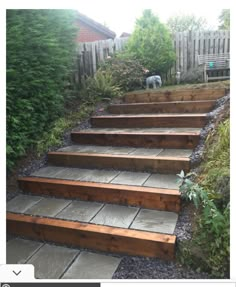 wooden steps leading up to the back yard