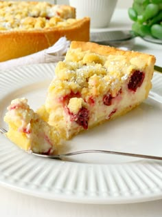 a piece of pie sitting on top of a white plate