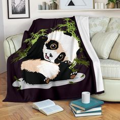 Cute Panda Blanket Custom Panda Lover Home Decoration-Gear Wanta Panda Blanket, Baby Panda, Reading In Bed, Luxury Blanket, Stain Resistant Fabric, Blanket Gift, Cute Panda, Blanket Sizes, Colorful Pillows