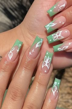 Ballerina Nails Designs, Green Acrylic Nails, Butterfly Nails, Pink Head, Simple Acrylic Nails, Classy Acrylic Nails, Vacation Nails, Minimalist Nails, Pretty Acrylic Nails