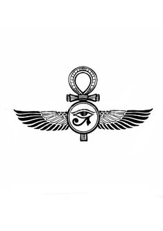 an egyptian winged symbol with the eye of horush on it's wings