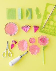 craft supplies laid out on a yellow background