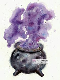 "Ultra high quality print of my original watercolor painting \" Cackle Spells Broom\" by Danielle Munk * This is an UNFRAMED ART PRINT that I painted. * Pick your size: 5x7 or 8x10 11x14 or 16x20 inches. * If you would like an enlarged print message me for more information. * Acid-Free 250gsm. Photo Paper with a Satin finish. * Rich, vivid colors * Packaged in cellophane and in a stiff cardboard sleeve mailing envelope. * Larger prints shipped safely rolled. * Mailed 3-5 days after payment * I a Watercolor Art For Beginners Halloween, Watercolor Painting On Canvas Board, Witch Hats Painting, Witch Cauldron Painting, Spooky Season Watercolor, Halloween Watercolour Painting Ideas, Watercolor Witches Hat, Halloween Painting Ideas Watercolor, Fall Halloween Watercolor