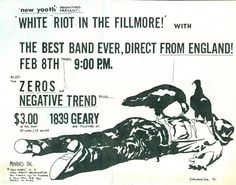 an old poster advertises the best band ever, direct from england and zero negative trend