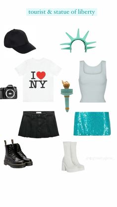 i love new york, tourist and state of liberty by the - girl on fire