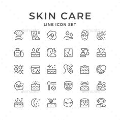 the skin care line icon set