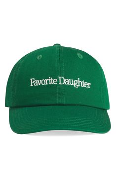 Favorite Daughter Classic Logo Cotton Twill Baseball Cap | Nordstrom Women’s Baseball Hat, Retro Baseball Cap, Embroidered Hats Baseball Caps, Aesthetic Caps, Short Hair Hat, Cap Aesthetic, Cool Baseball Caps, Vintage Baseball Cap, Ralph Lauren Baseball Cap