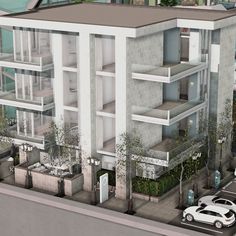 an artist's rendering of a two story apartment building