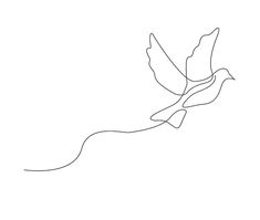 a single line drawing of two birds flying