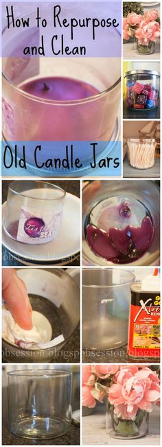 how to repurpose and clean old candle jars