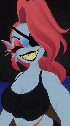 a cartoon character with red hair and makeup