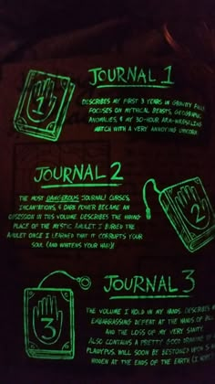 the journal is lit up with green light