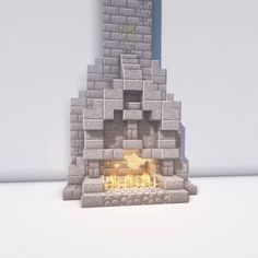 a fire place made out of bricks on a white surface