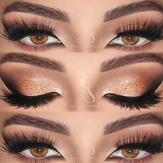 Cool Makeup Looks For Hazel Eyes And Tutorials For Dessert ★ Makeup Looks For Hazel Eyes, Eyeshadow For Hazel Eyes, Blonde Hair For Hazel Eyes, Trucco Glam, Smokey Eyes Makeup, Cool Makeup, Glitter Smokey Eye, Smudged Eyeliner, Blue Eyeshadow Looks