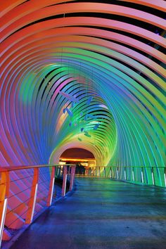 Entrance of the National Library in Leipzig - Germany. #InspiredBy #joingermantradition #germany25reunified Neon District, Facade Inspiration, Colors Of The World, Temporary Architecture, Leipzig Germany, Colorful Lights, National Library, Futurism, Over The Rainbow