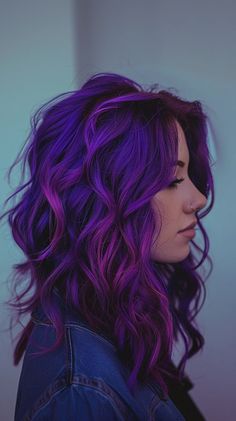 Bright Purple Hair, Purple Hair Color Ideas, Purple Hair Color, Lavender Hair Colors, Magenta Hair, Purple Ombre Hair, Peekaboo Hair, Vivid Hair Color, Dyed Hair Inspiration