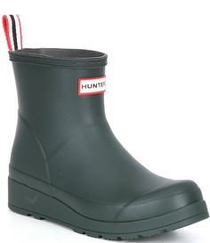 From Hunter&#x2C; the Play Short Rain Booties feature:Rubber upperWaterproofSlip onBack pull tabRecycled polyester liningRubber outsoleApprox. 5.5" boot shaft heightApprox. 13" boot shaft circumferenceApprox. 1" heel heightImported. Hunter Play Boots, Short Rain Boots, Dillard's, Hunter Boots, Boot Shoes Women, Rain Boots, Bootie Boots, Shoe Boots, Latest Trends