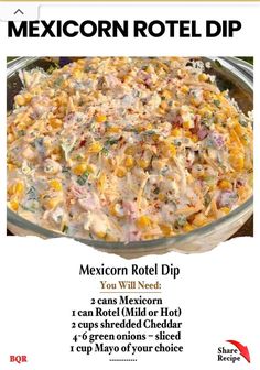 the mexican rota dip recipe is shown in this advert for mexico rota dip