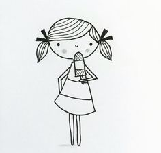 a drawing of a girl holding a microphone