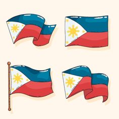 the philippines flag is flying in different directions