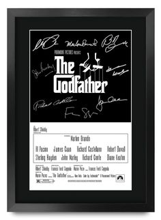 an autographed movie poster with the title from the film the godfater