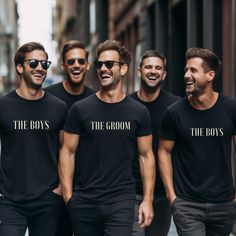 The Boys Groomsman Shirts, Groom Shirt, Best Man Shirt, Bachelor Party Shirt, Groomsmen Matching Shirts, Groomsman Proposal, Bachelor tees Please allow 1-5 days for processing and 1-5 days shipping! Printed on a per print basis, so we can only do refunds if the product is incorrect or damaged! This classic unisex jersey short sleeve tee fits like a well-loved favorite. Soft cotton and quality print make users fall in love with it over and over again. These t-shirts have-ribbed knit collars to bo Mens Bachelor Party, Best Man Proposal, Groomsmen Getting Ready, Groomsman Proposal, Bachelor Party Shirts, Groom Shirts, Groomsmen Photos, Groomsmen Proposal, Man Shirt