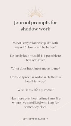 Prompts For Shadow Work, Shadow Work Journal