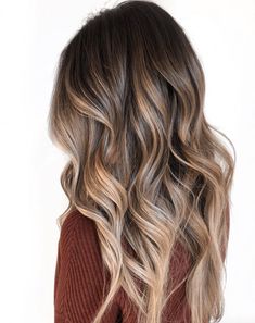 Light Brown Balayage, Graduation Hair, Warm Balayage, Brown Ombre Hair, Model Nails