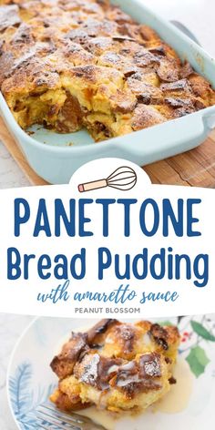 panettone bread pudding with an amazing sauce is the perfect side dish for breakfast or brunch