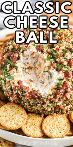 this classic cheese ball is loaded with bacon and spinach