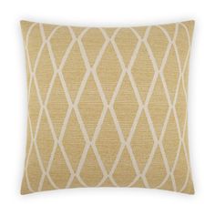 a yellow pillow with white lines on the front and back, it has a square shape