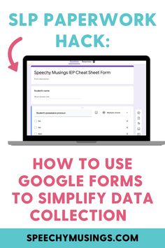 If you are looking for ways to simplify data collection as an SLP, this post is for you! Here you will learn how to use Google Forms and Google Docs to help you create SLP data collection forms and documents to make collecting data so much easier. This blog post includes a step by step guide for using Google Forms to create a Google Doc Template that can be create an IEP Cheat Sheet for your speech therapy students. You’ll also find a FREE IEP Cheat Sheet that you can grab here. Speech Data Collection Sheets, Slp Ideas, Slp Resources, Behavior Interventions