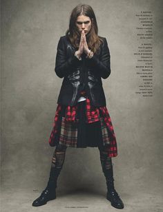 Photograph by Patrick Demarchelier. Patrick Demarchelier, Carine Roitfeld, Men In Kilts, Kilt, Editorial Fashion, Mens Hairstyles, Tartan