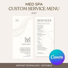 the medical service menu is shown with an image of a cat and text that reads med spa