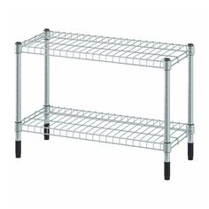 two shelves with wheels on each side and one shelf attached to the other, in chrome