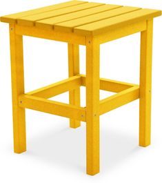 a yellow wooden stool on a white background