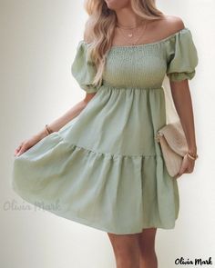 Olivia Mark - Elegant Off-Shoulder Shirred Dress Dress Night Out, Loose Dresses, Ribbed Bodycon Dress, Shirred Dress, Chic Type, Night Out Dress, Black Bodycon Dress, Daily Dress, Plus Dresses