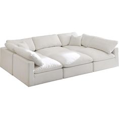 Meridian Furniture Plush Standard Cream Velvet Modular Sectional - Walmart.com Hoboken Apartment, Ruang Tv, Sofa Cream, Small Sectional Sofa, Homes Ideas, Cozy Couch, Inspire Me Home Decor, Parisian Apartment, Meridian Furniture