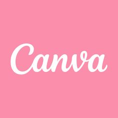 the word canva written in white on a pink background