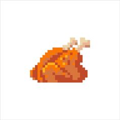 an orange pixel art piece on a white background