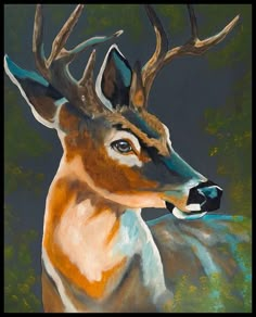 a painting of a deer with antlers on it's head